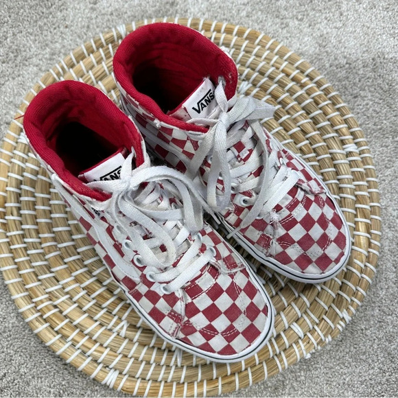 Vans Women’s Filmore High-Top Checkerboard Red Lace Up Sneakers Size 6 - Picture 4 of 13